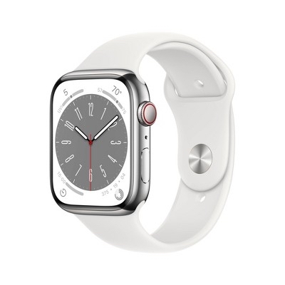 Apple Watch Series 8 GPS + Cellular 41mm Silver Stainless Steel Case with White Sport Band - S/M - $524.99