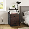 Travison 3-Drawer 2-Tier Open Shelf Built-In Outlets Night Stand (Brown): Individual $49.99, Set of 2 $93.99 + Free Shipping