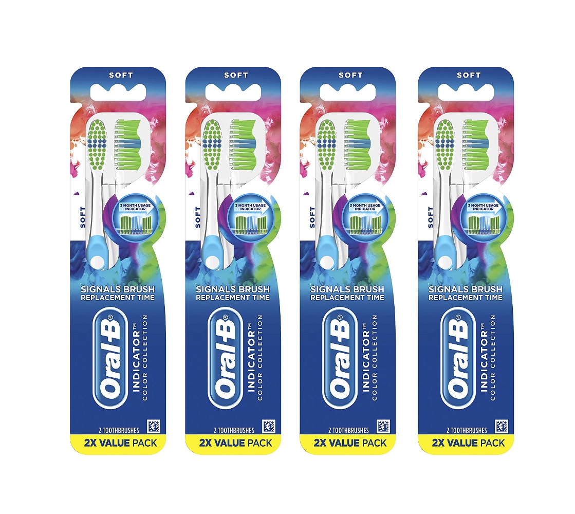 2Count OralB Indicator Color Collection Manual Toothbrush (Soft) 4 for 10.16 (1.27 Per Brush