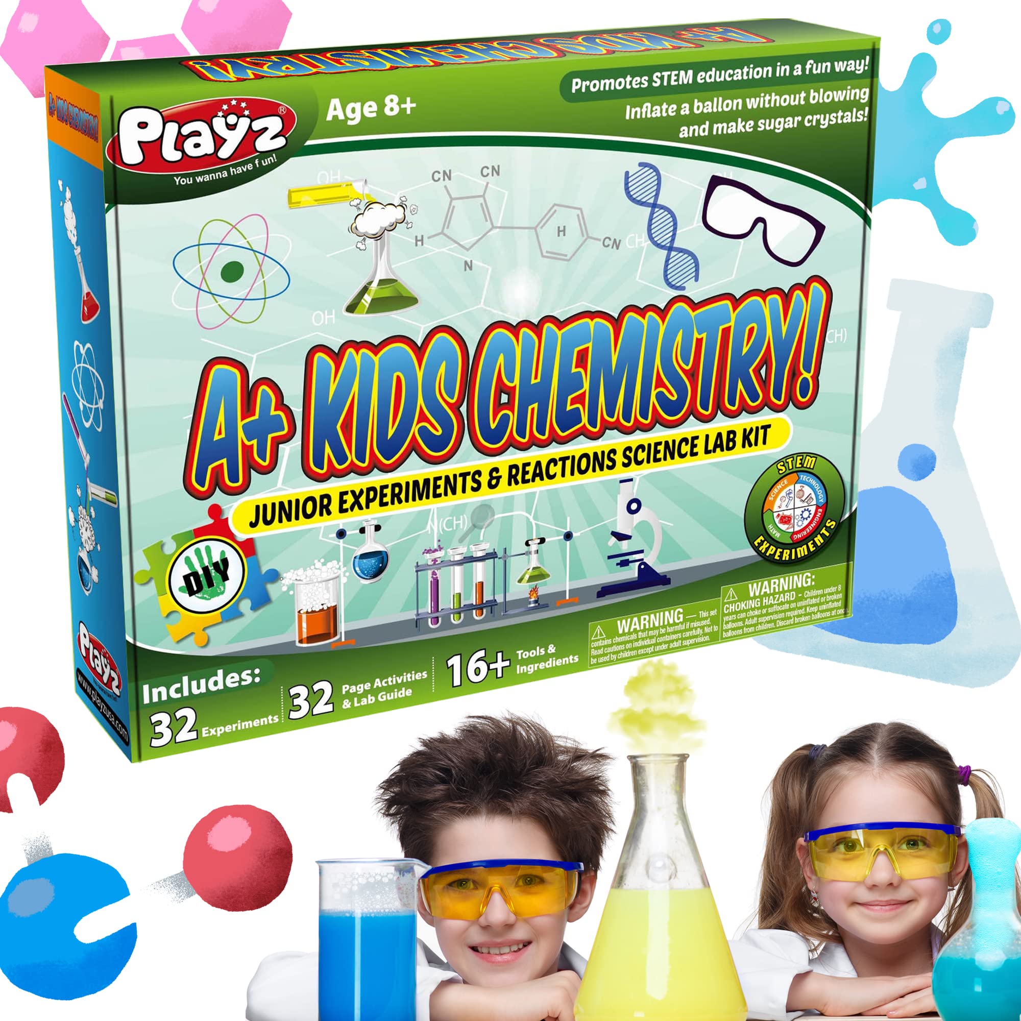Playz A+ Kids' Chemistry Set w/ 32+ Experiments & 27 Tools $11.90 + Free Shipping w/ Prime or on $25+
