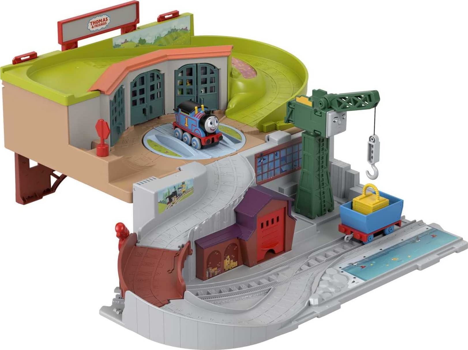 Thomas & Friends Fisher-Price Portable Sodor Train Set w/ Push-Along ...