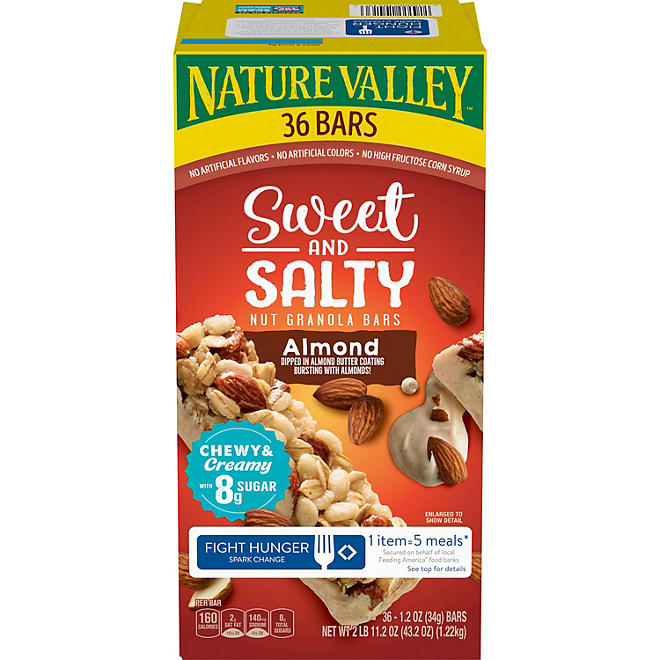 Sam's Club: 36-Count 1.2-Oz Nature Valley Sweet & Salty Nut Granola Bars (Almond or Peanut) $9.44 ($0.18/bar) + Free Shipping for Plus Members