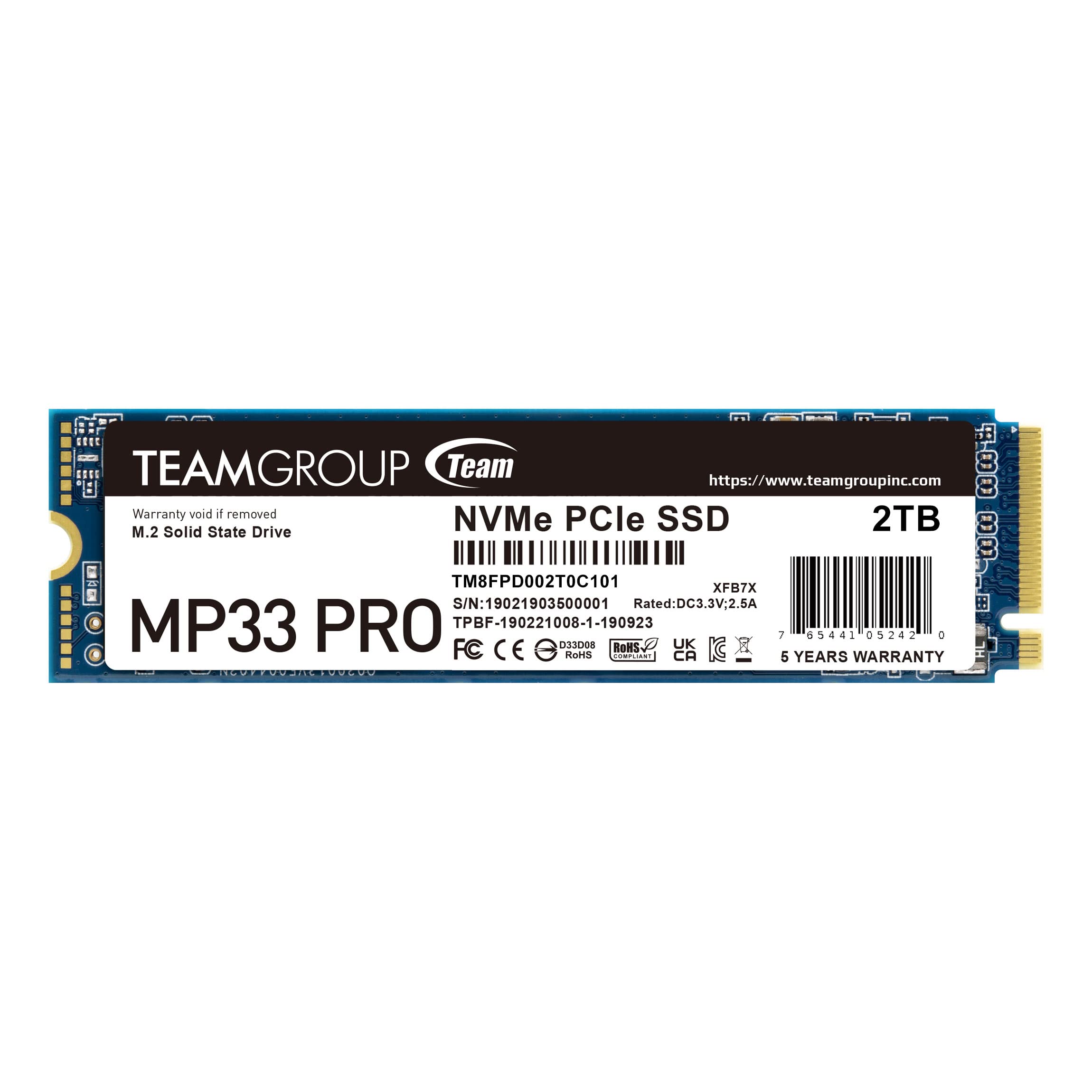2TB TeamGroup MP33 Pro M.2 PCIe 3.0 x4 NVMe 3D NAND Internal Solid State Drive $76 + Free Shipping