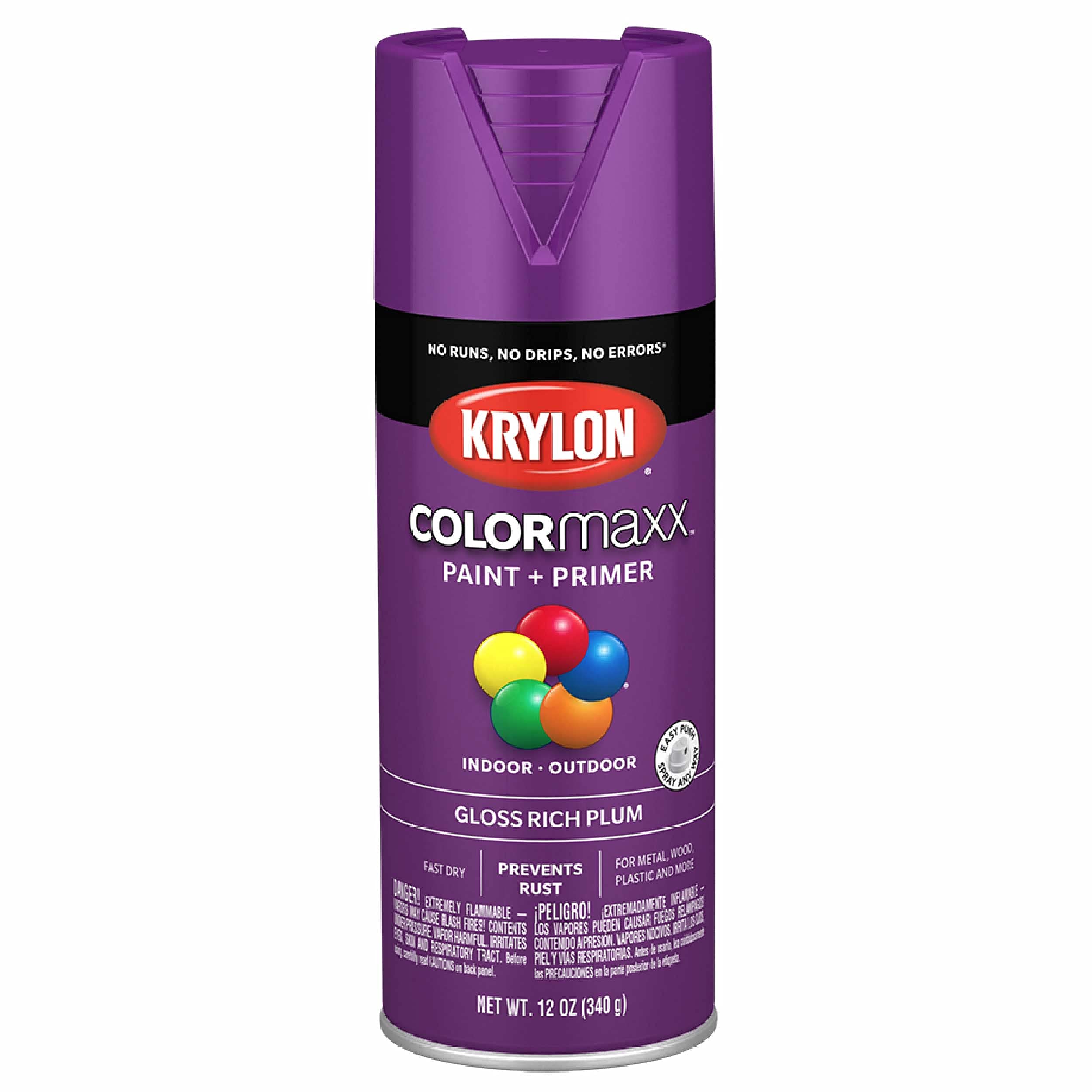 12-Oz Krylon COLORmaxx Indoor/Outdoor Spray Paint and Primer (Gloss Rich Plum, K05536007) $2.10 + Free Shipping w/ Prime or on $25+