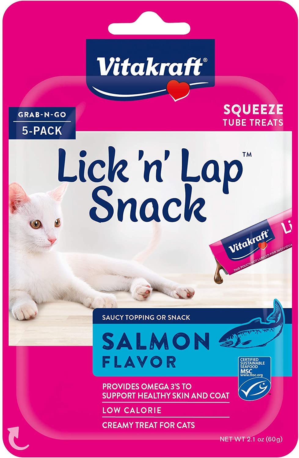 5-Pack 0.42-Oz Vitakraft Cat Lick 'n' Lap Grab-n-Go Squeeze Tube Treats (Salmon) $1.81 + Free Shipping w/ Prime or on $35+