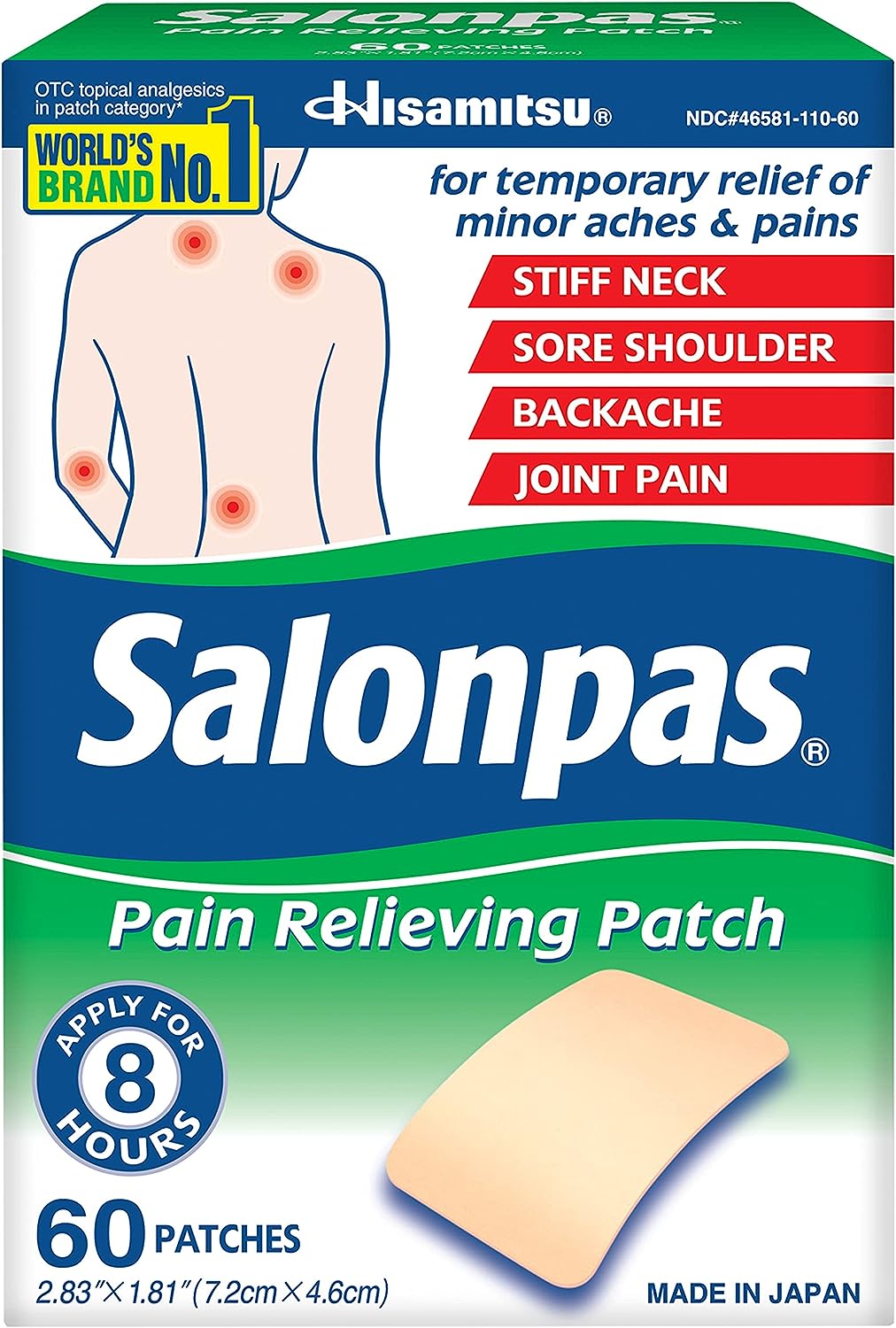 60-Count Salonpas Muscle Soreness Pain Relieving Patch $6.49 ($0.11 Each) w/ S&S + Free Shipping w/ Prime or on $35+
