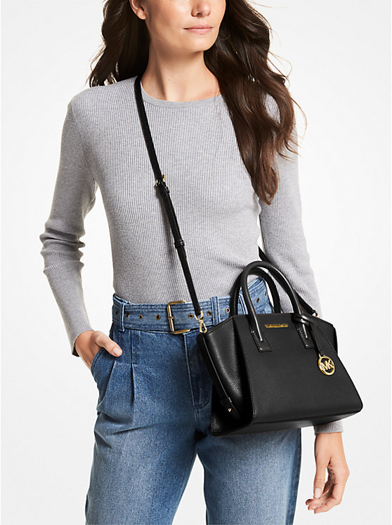 Michael Kors Avril Small Leather Top-Zip Satchel Handbag (Black) $89 + Free Shipping