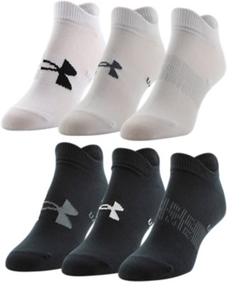 6-Pack Under Armour Women's UA Essential No-Show Socks (Black/White ...