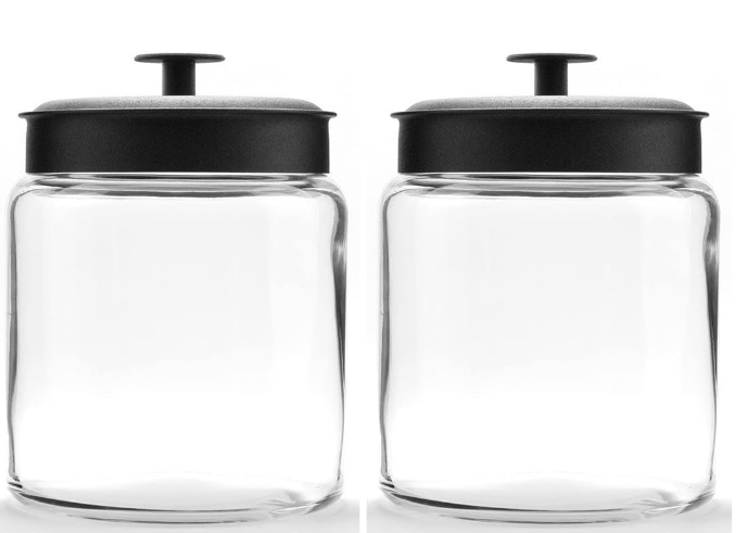 2-Count 64-Oz Anchor Hocking Montana Glass Jars w/ Fresh Sealed Lids (Black Metal) $11.80 + F/S w/ Prime or on $35+