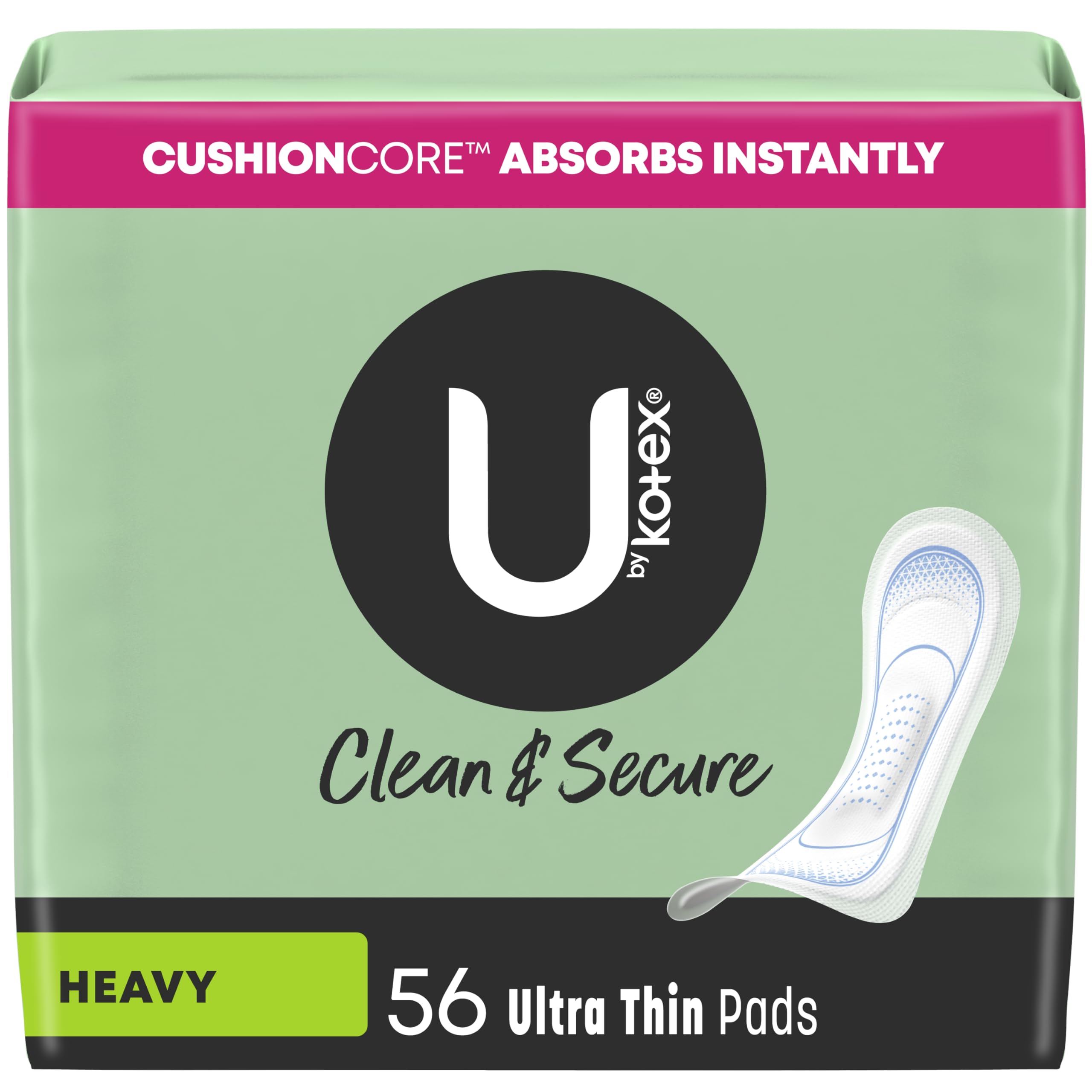 U by Kotex Clean & Secure Ultra Thin Pads (Heavy Absorbency): 56-Count $5.13, 240-Count $20.93 + $2.80 Amazon Credit w/ S&S + F/S w/ Prime or on $35+