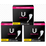 80-Count U by Kotex Balance Wrapped Panty Liners (Regular) 3 for $11.07 w/ S&amp;S ($3.69/Box) + F/S w/ Prime or $35+