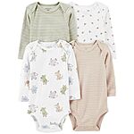 4-Pack Carter's Baby Boys' or Girls' Long-Sleeve Bodysuits (Various) $12 ($3 EA) + Free Store Pickup at Kohl's or F/S $49+