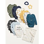 Old Navy Layette Baby Sets:12-Piece Grow-With-Me Milestone Set w/ Long-Sleeve Bodysuits $25, 5-Piece Holiday Set (NB or 0-3M) $9 + FS $50+