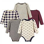 5-Pack Hudson Baby Boys' 100% Cotton Long-Sleeve Bodysuits (2 Styles, 0-3M-18-24M) $10 + Free S&amp;H w/ Walmart+ or $35+