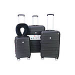 4-Piece Solite Savoie Expandandable Upright Spinner Luggage Set w/ Neck Pillow (22&quot;, 26&quot;, 30&quot;, Black) $120 + Free Shipping