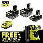 RYOBI 18V ONE+ HP Brushless Brad Nailer w/ 2x 4Ah Batteries, 2Ah Battery & Charger $199 + Free Shipping