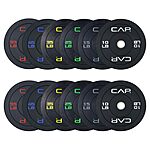 [Prime] 370-Lb CAP Barbell Economy Olympic Bumper Plate Weight Set w/ Steel Hub (Black)  $249.99 + Free Shipping