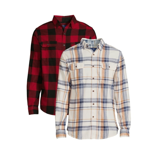 George Men's Long-Sleeve Flannel Shirts (Limited Sizes): 2-Pack (3 Colors) $9 ($4.50 EA), Single (Various) $7 + Free Shipping w/ Walmart+ or $35+