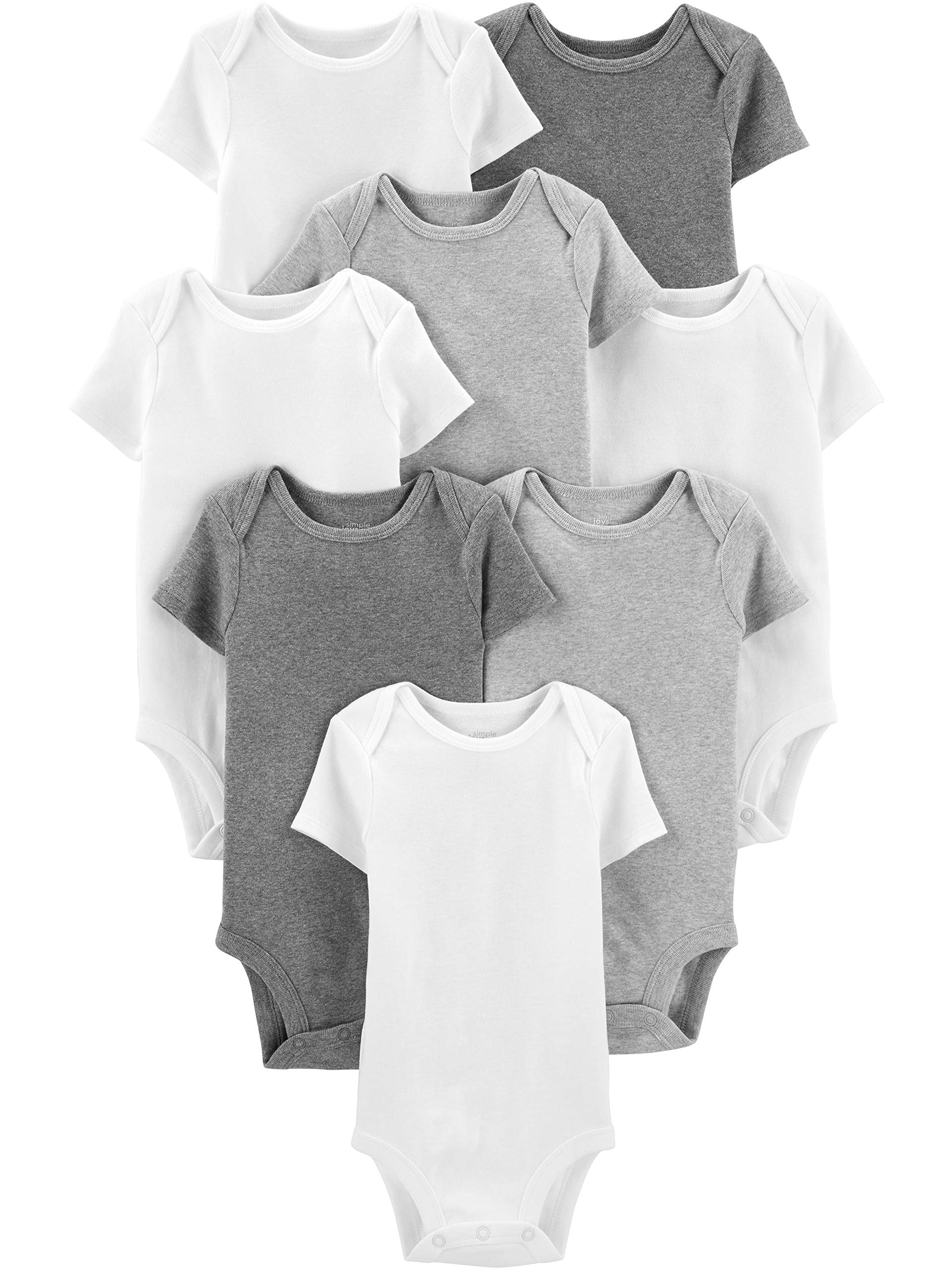 8-Count Carter's Baby Boys' or Girls' Simple Joys 100% Cotton Bodysuit (White/Gray, P-24M) from $14.10 ($1.76 EA) + FS w/ Prime or $35+