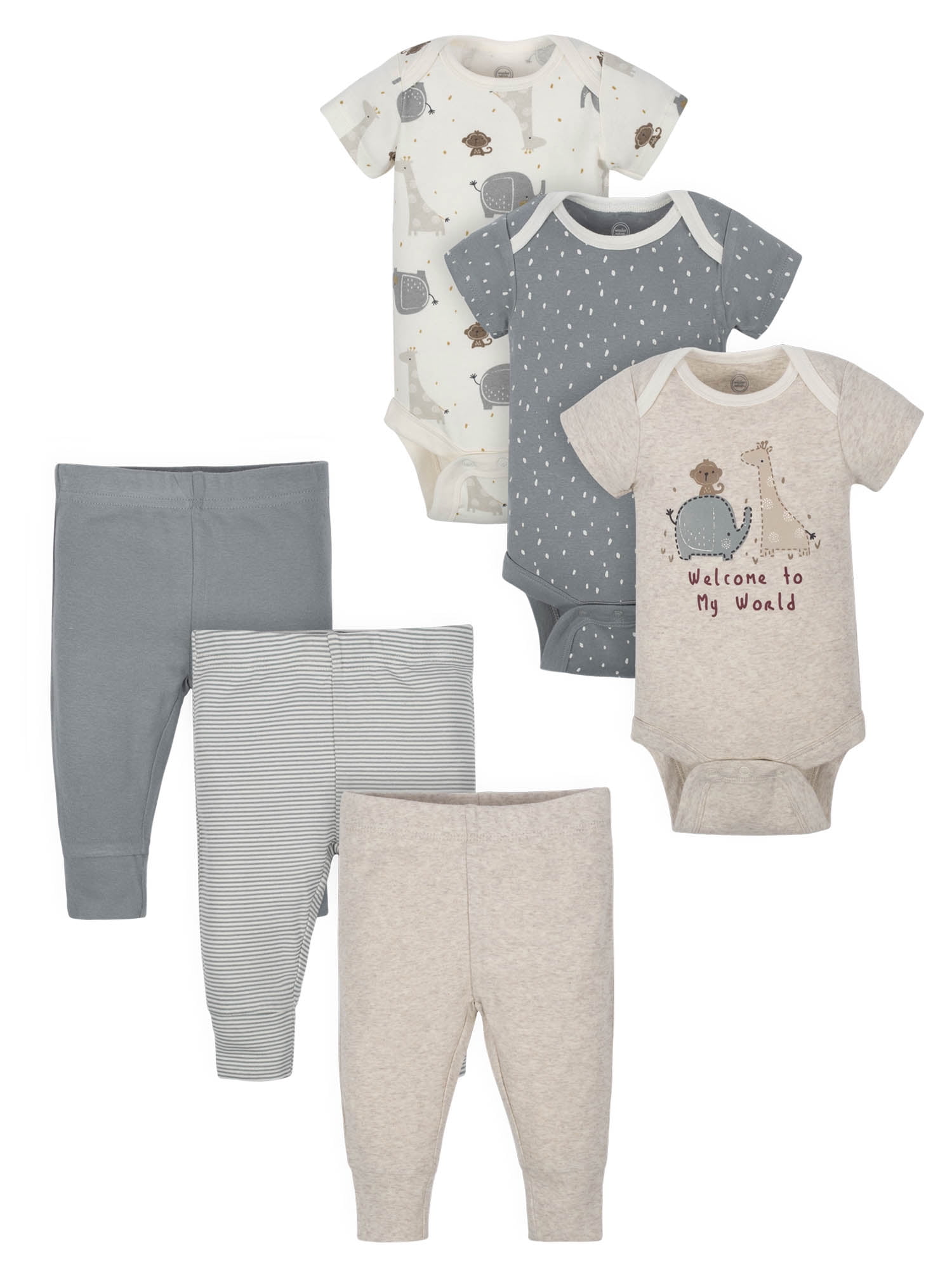 6-Piece Wonder Nation Baby Boys' or Girls' Short-Sleeve Bodysuit and Pants Gift Set $10  + Free S&H w/ Walmart+ or $35+