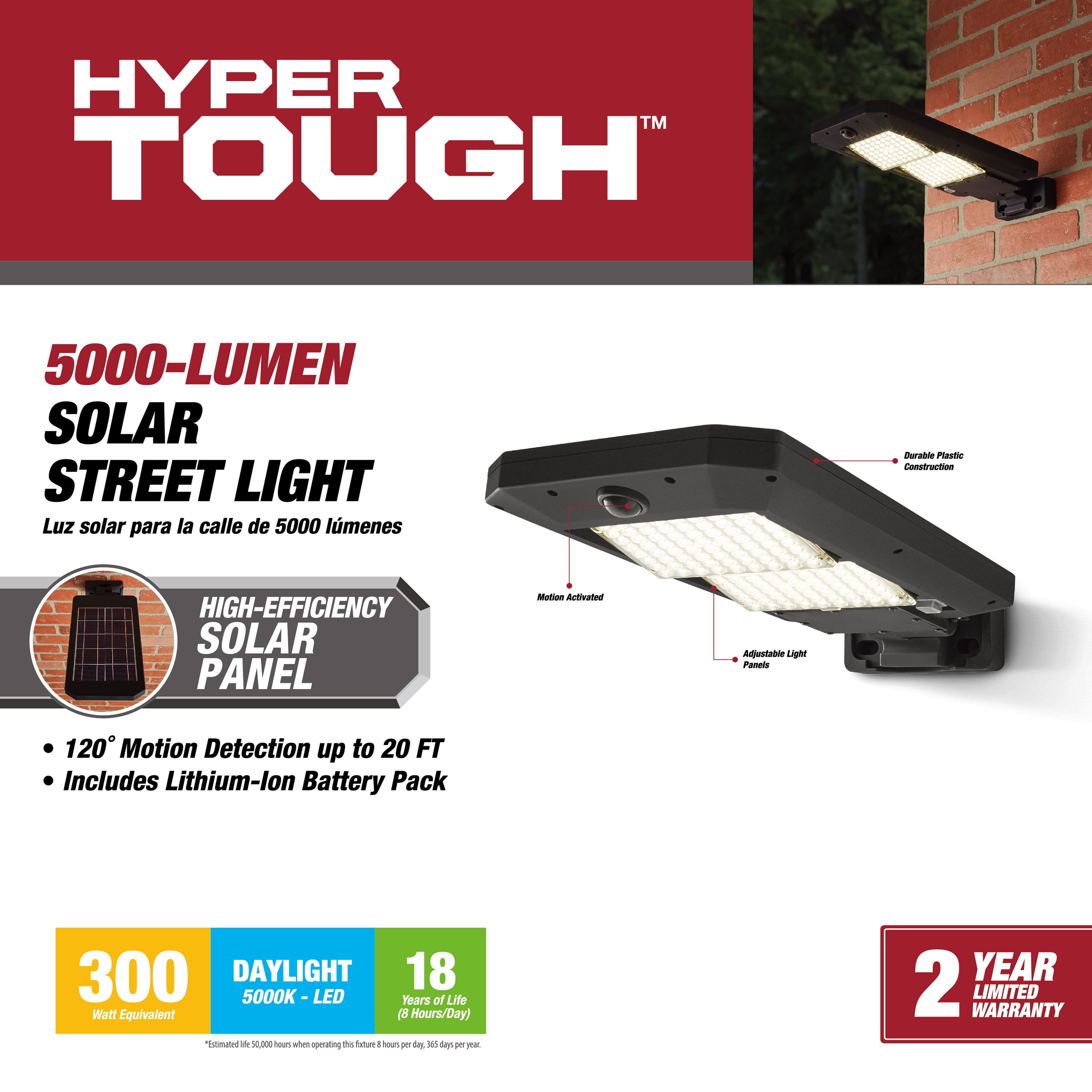 Hyper Tough 5000 Lumen Motion Sensor Solar Powered Street Light $27.29 + Free S&H w/ Walmart+ or $35+