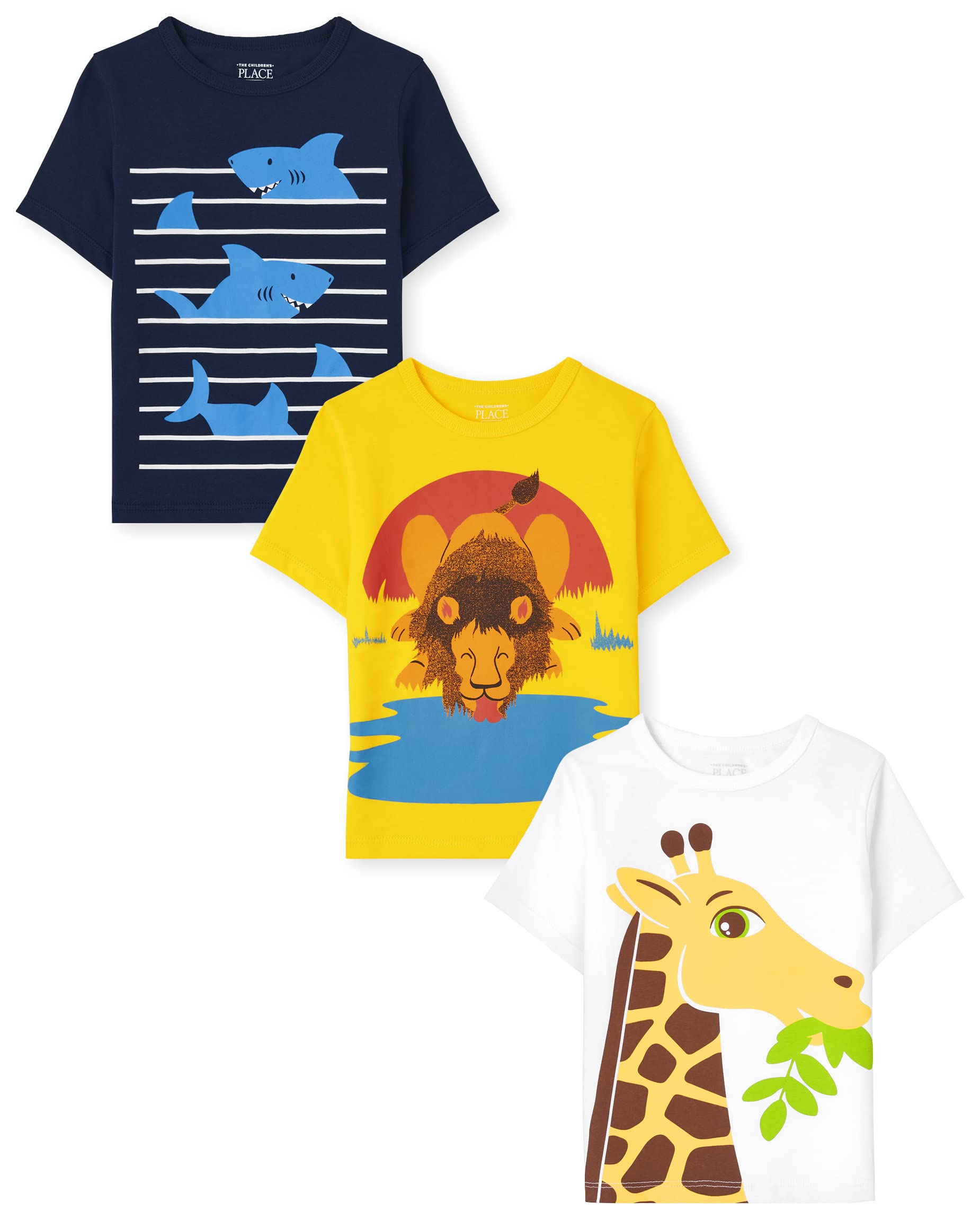 3-Count The Children's Place Toddler & Little Boys' Tees (Shark/Lion/Giraffe, 18-24M,2T,4T,5T) $7 ($2.34 EA) + Free Shipping w/ Prime or on $35+