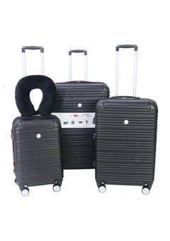 4-Piece Solite Savoie Expandandable Upright Spinner Luggage Set w/ Neck Pillow (22", 26", 30", Black) $120 + Free Shipping