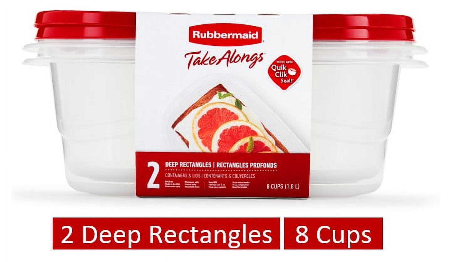 Rubbermaid TakeAlongs Food Storage w/ Lids (Red): 2-Pack 8-Cup Containers $4.74, 2-Pack 15.7-Cup Containers $6.44, 3-Pack 4-Cup Containers $3.96 & More + Free S&H w/ Walmart+ or $3