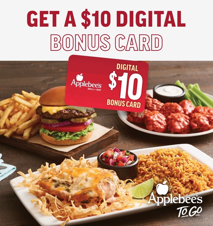 Applebee's Spend 40 Online, Get 10 Bonus Card ToGo or Delivery