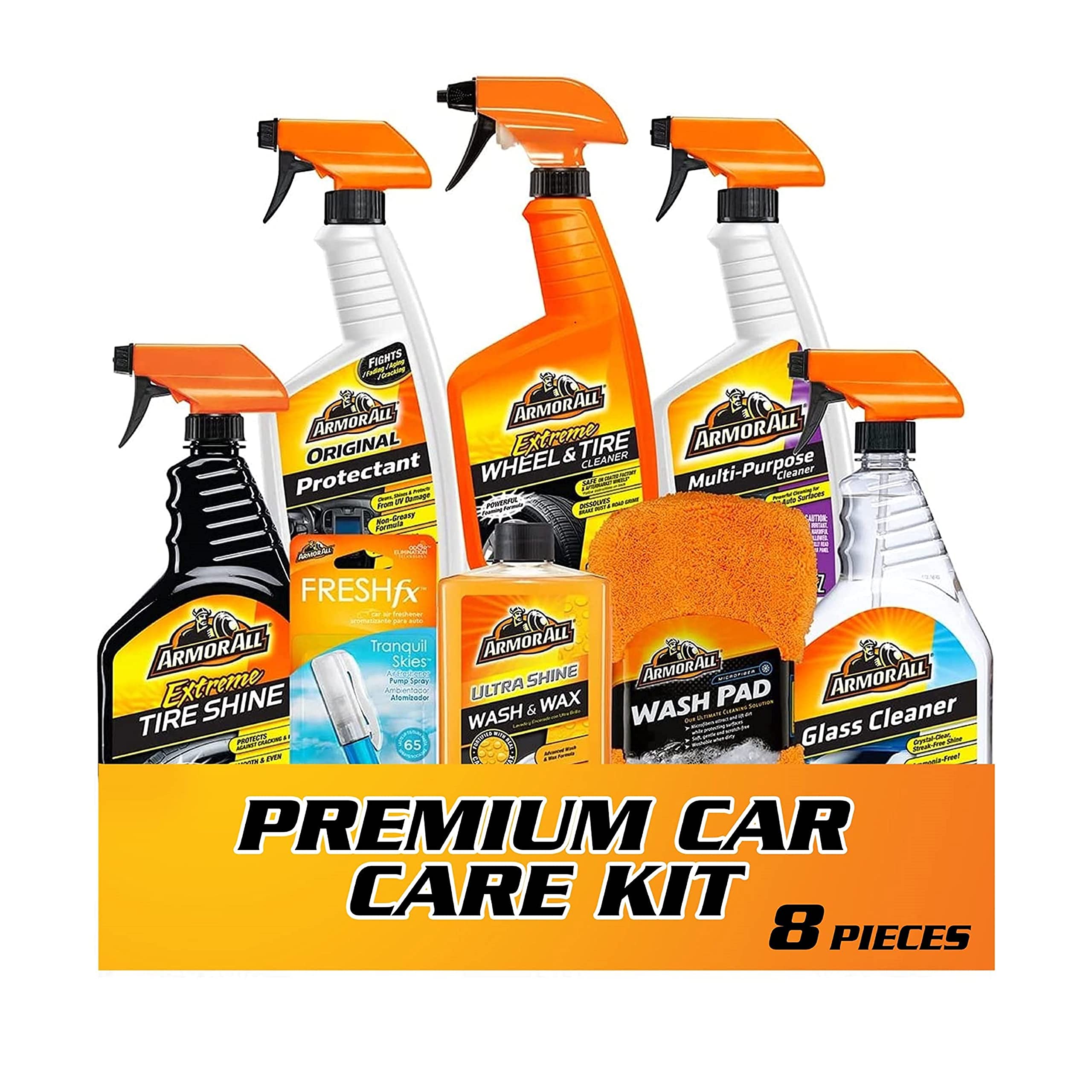 8-Piece Armor All Premier Car Care Kit w/ Car Wax & Wash Kit, Glass Cleaner, Car Air Freshener, Tire & Wheel Cleaner $24.05 + Free Shipping w/ Prime or on $35+