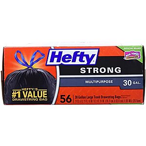 56-Count 30-Gallon Hefty Strong Large Trash Bags (Black) $11.55 w/ S&S +  Free Shipping w/ Prime or $25+
