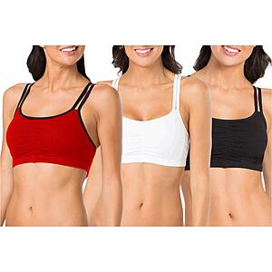 3-Pack Fruit of the Loom Women's Spaghetti Strap Cotton Sports Bra (Red w/  Black/White/Black) $8.46 ($2.82 Each) + F/S w/ Prime or on $25+