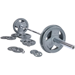 BalanceFrom Fitness 260lb Olympic Bumper Strength Training Weight Plate Set  