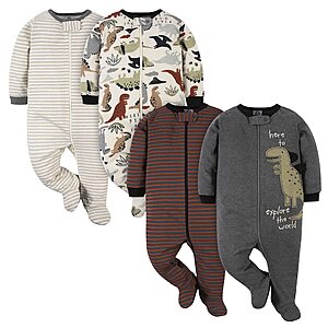4 Pack Gerber Baby Boys Sleep N Play Footie Pajama Various