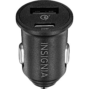 Insignia 20W Vehicle Charger w/ 1 USB-C and 1 USB Port (Black) $8.50 + Free Shipping