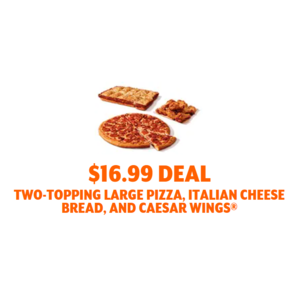Little Caesars: Two-Topping Large Pizza + Italian Cheese Bread + 8-Piece Caesar Wings $17 (Valid for Delivery or Carryout)