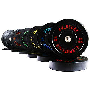 370-Lb BalanceFrom Olympic Bumper Plate Weight Plate Set w/ Steel Hub (Black) $330 ($0.89/Lb) + Free Shipping