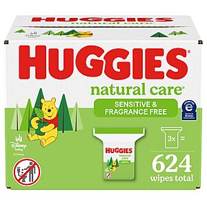 Huggies Natural Care Sensitive Baby Wipes: 3-Pack 208-Wipes $13.70 or 3-Pack 208-Wipes $12.60 w/ S&S + Free Shipping w/ Prime or on $35+