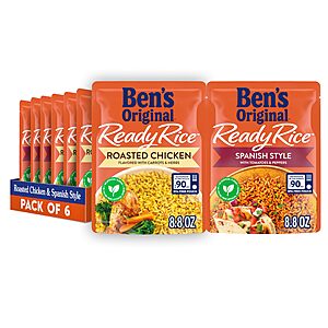 6-Count 8.8-Oz Ben's Original Ready Rice (Roasted Chicken & Spanish Style) $9.10 w/ Subscribe & Save