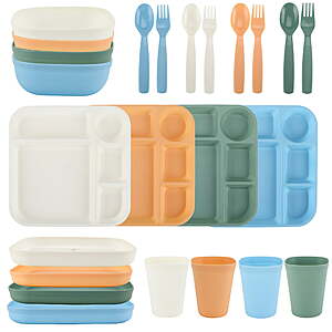 24-Piece Your Zone Kids Plastic Square Dinnerware Set (Assorted Colors)  $5 + Free S&H w/ Walmart+ or on $35+