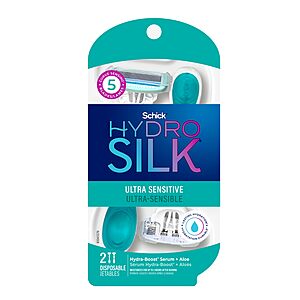 2-Count Schick Women's Hydro Silk Sensitive 5-Blade Disposable Razors $3.17 w/ S&S + Free Shipping w/ Prime or on $35+