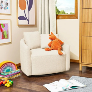 Beautiful Drew Kids Accent Swivel Chair (Cream Bouclé) $44 + Free Shipping