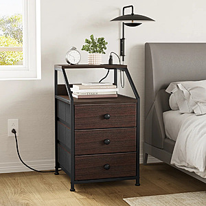 Travison 3-Drawer 2-Tier Open Shelf Night Stand w/ Outlets: 2 for $94 or 1 for $50 + Free Shipping