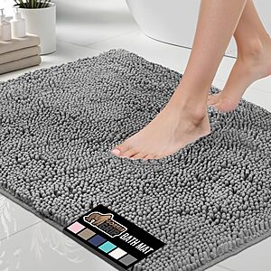 Gorilla Grip 24" x 17" Quick Dry Microfiber Chenille Bath Rug (Grey)  $7.59 + Free Shipping w/ Prime or on $35+
