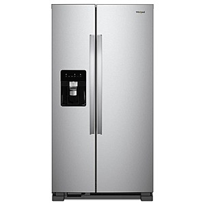 24.6 cu ft Whirlpool Side-by-Side Refrigerator w/ Ice & Water Maker (Stainless Steel) 9 + Free Store Pickup