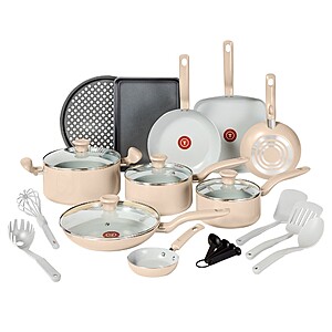 20-Piece T-Fal Simply Cook Ceramic Nonstick Cookware Set (Beige or Black) $64.99 + Free Shipping