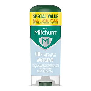 Select Accts: 2-Pk Mitchum Triple Odor Protection Gel Antiperspirant & Deodorant .90 w/ S&S
