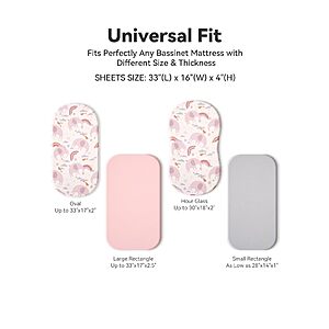 3-Pack TillYou Hourglass/Oval/Rectangle Bassinet Sheets (Rainbow Elephant,33"x16") $7.99 ($2.67 Each) + Free Shipping w/ Prime or on $35