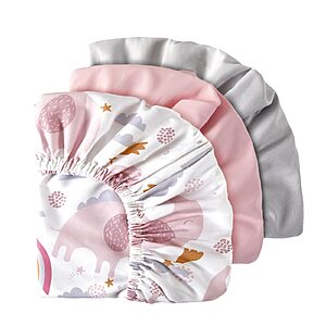 3-Pack TillYou Hourglass/Oval/Rectangle Bassinet Sheets (Rainbow Elephant, 33"x16") $7.99 ($2.67 Each) + Free Shipping w/ Prime or on $35+
