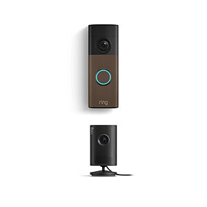 Ring Battery Doorbell (2nd Gen) & Indoor Cam Plus Security Camera Bundle (Matte Mocha/Black)
